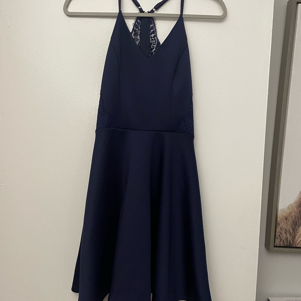Francesca's Navy Lace Halter Dress
